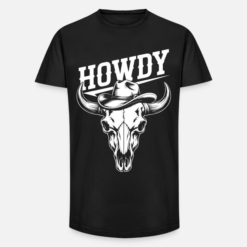 Line Dance Howdy Western Büffelschädel - Long Fit Männer T-Shirt - Schwarz