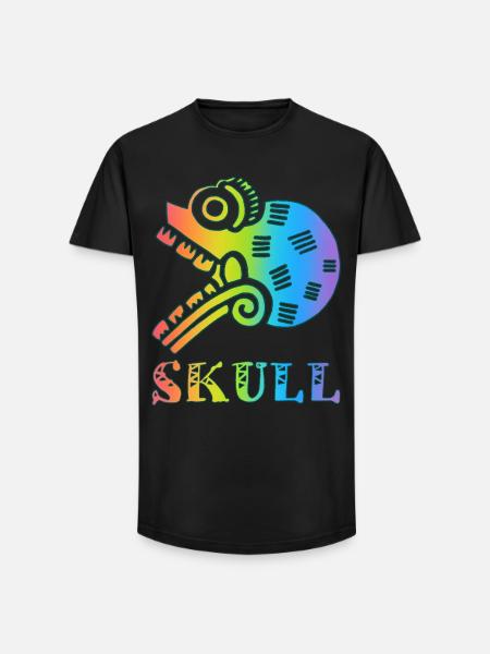 Mehrfarbiger Stammesschädel - Long Fit Männer T-Shirt - Schwarz