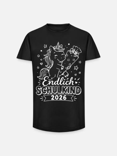 Endlich Schulkind 2026 Einhorn - Long Fit Männer T-Shirt - Schwarz