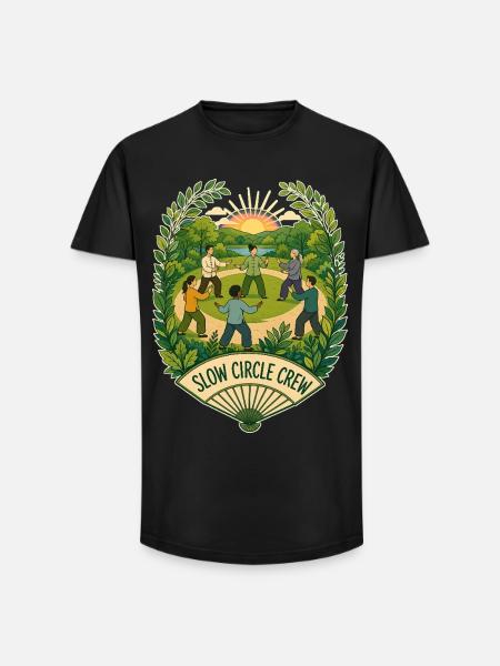 SLOW CIRCLE CREW Clouds - Long Fit Men's T-Shirt - black