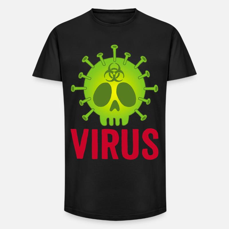 Todeskopf Virus - Long Fit Männer T-Shirt - Schwarz