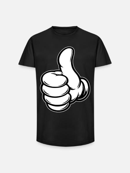 OK Comic Thumbs Up Hand Icon - Long Fit Men's T-Shirt - black