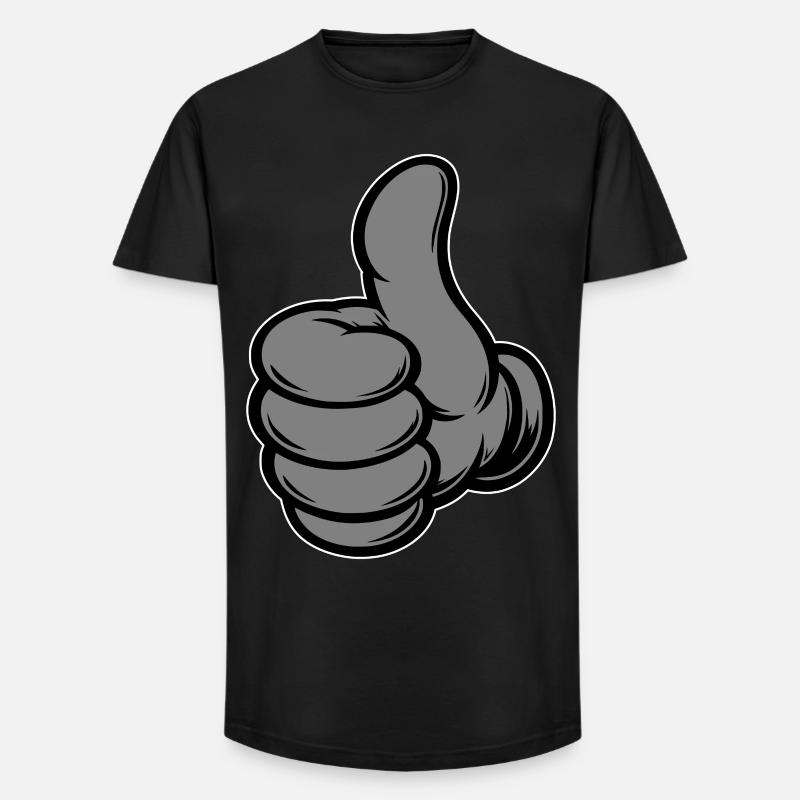 OK Comic Daumenhoch Handsymbol grau - Long Fit Männer T-Shirt - Schwarz