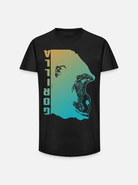 Gorilla Face - Long Fit Men's T-Shirt - black