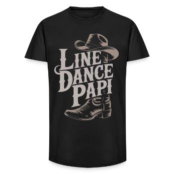 Cowboy Hat and Line Dance Boots - Long Fit Men's T-Shirt - black - Front - AI Model Male 185 light (185cm)