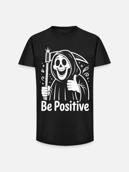 Be Positive Sensenmann Cartoon - Long Fit Männer T-Shirt - Schwarz