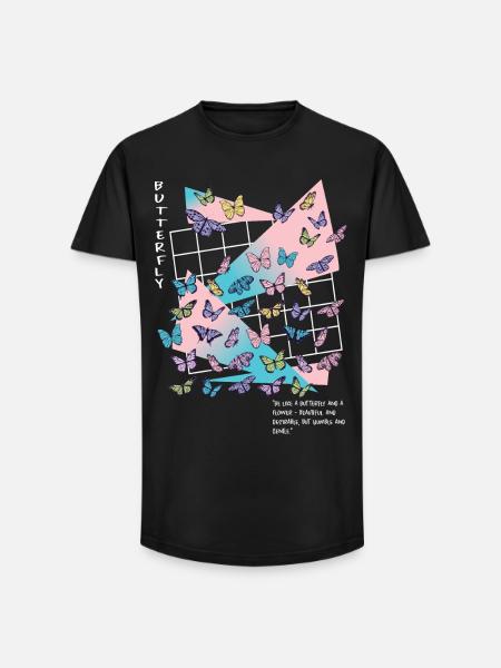 Be like a butterfly - Long Fit Men's T-Shirt - black