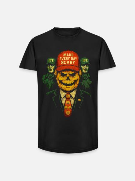 Pumpkin Skull Halloween Fashion Statement - Long Fit Men's T-Shirt - black