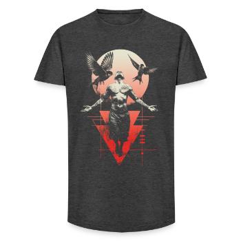 Ethereal Man with Wings and Moon - Long Fit Men's T-Shirt - charcoal grey - Front - AI Model Male 185 light (185cm)