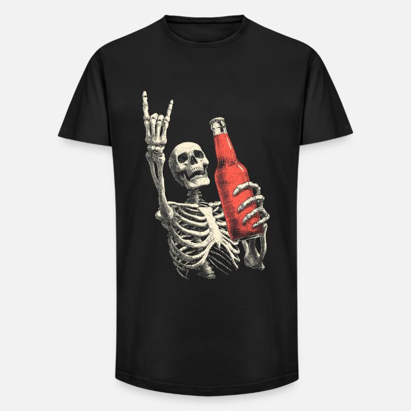 Skelett mit Flasche Party - Long Fit Männer T-Shirt - Schwarz
