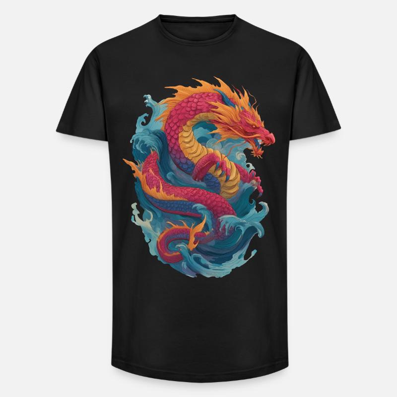 Drache - Long Fit Männer T-Shirt - Schwarz