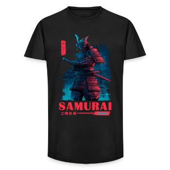 Neon Samurai Spirit - Long Fit Men's T-Shirt - black - Front - AI Model Male 185 light (185cm)
