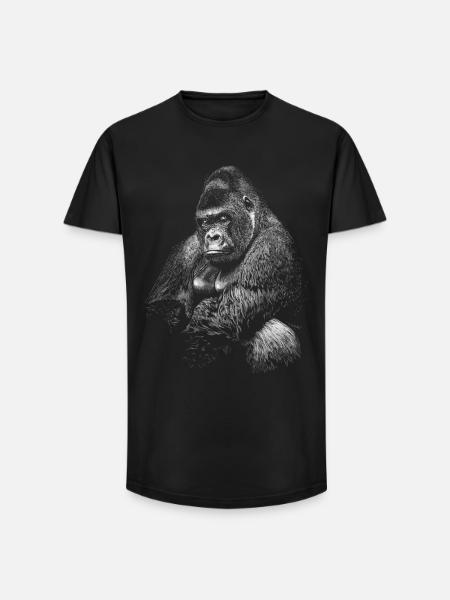 Gorilla - T-shirt coupe longue homme - noir