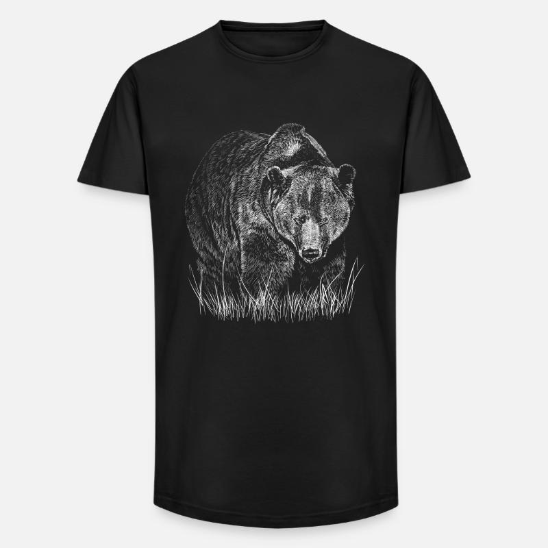 Bär - Long Fit Männer T-Shirt - Schwarz
