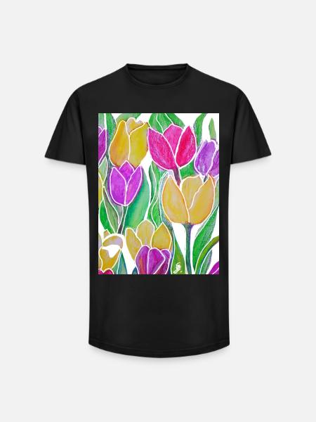 EG Blomster I Tulipaner I Blomster I Holland I Ferier - T-skjorte herre med lang passform - svart