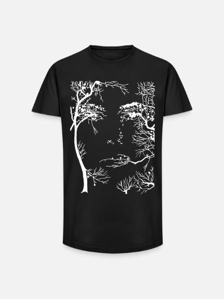 Face of the forest (white) - Long Fit Men's T-Shirt - black
