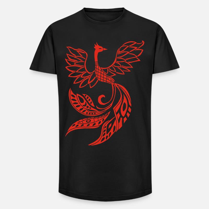 Roter Phönixvogel - Long Fit Männer T-Shirt - Schwarz