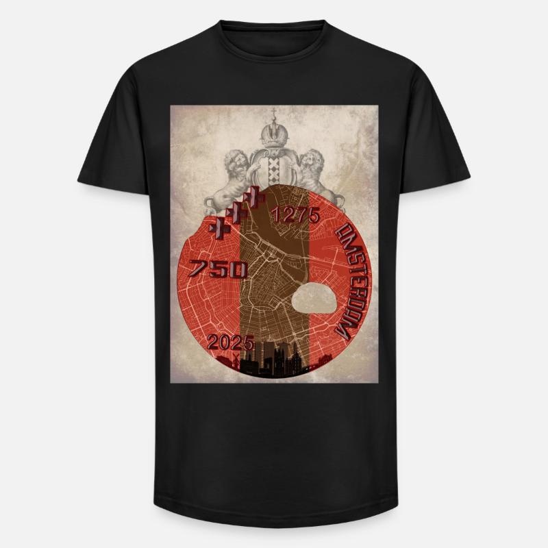 Amsterdam 750 Hemd Design - Long Fit Männer T-Shirt - Schwarz