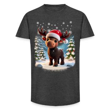 Elch - Moose - Weihnachten - Schnee - Long Fit Männer T-Shirt - Anthrazit - Vorne - AI Model Male 185 light (185cm)