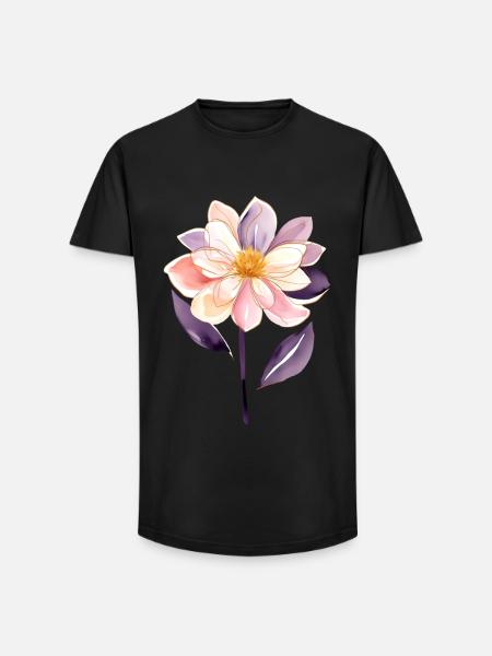 fleur B - T-shirt coupe longue homme - noir