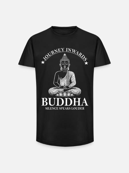Buddha Design – Silence Speaks Louder - Long Fit Men's T-Shirt - black