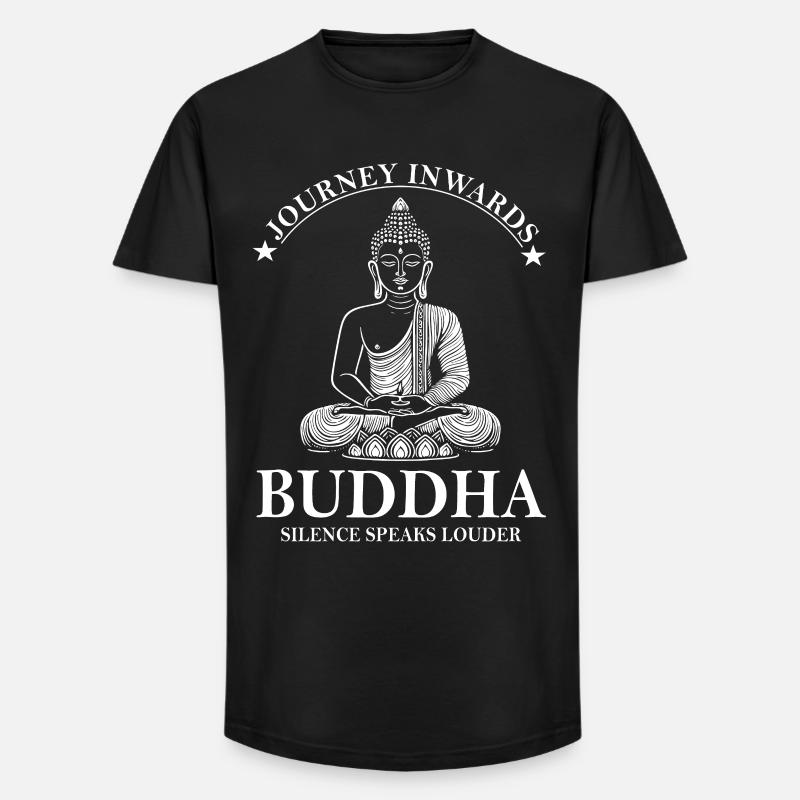 Buddha Design – Silence Speaks Louder - Long Fit Männer T-Shirt - Schwarz