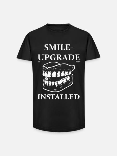 Funny Denture Design – Smile Upgrade Installed - Long Fit Men's T-Shirt - black