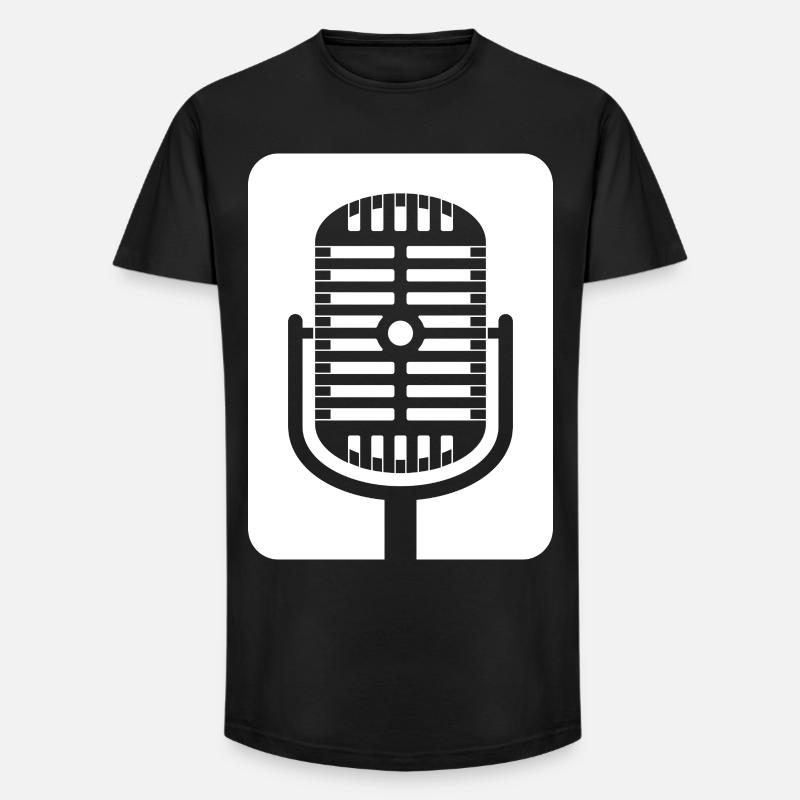 Retro-Mikrofon-Emblem - Long Fit Männer T-Shirt - Schwarz