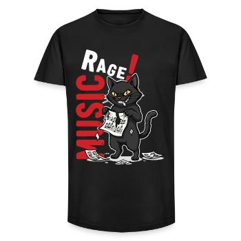 Music Rage Cat Sheet Music Humor - Long Fit Men's T-Shirt - black - Front - AI Model Male 185 light (185cm)