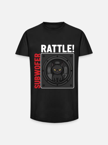 Subwoofer Rattle Chat Musique Basses - T-shirt coupe longue homme - noir