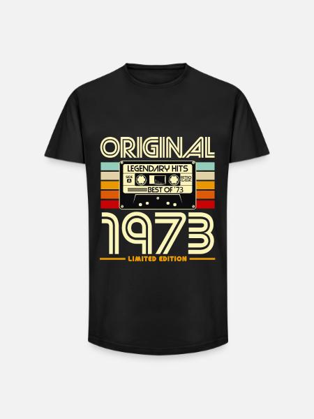 Original 1973 Retro Cassette - Long Fit Men's T-Shirt - black
