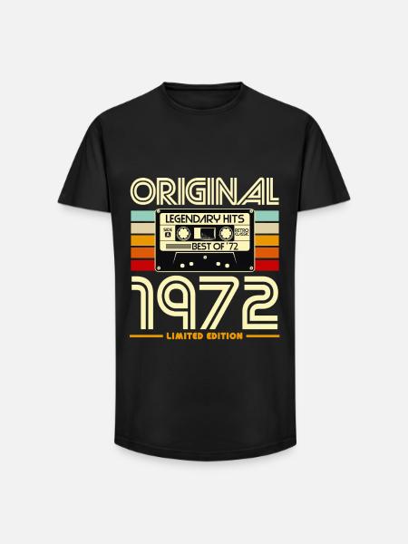 Original 1972 Retro Cassette - Long Fit Men's T-Shirt - black