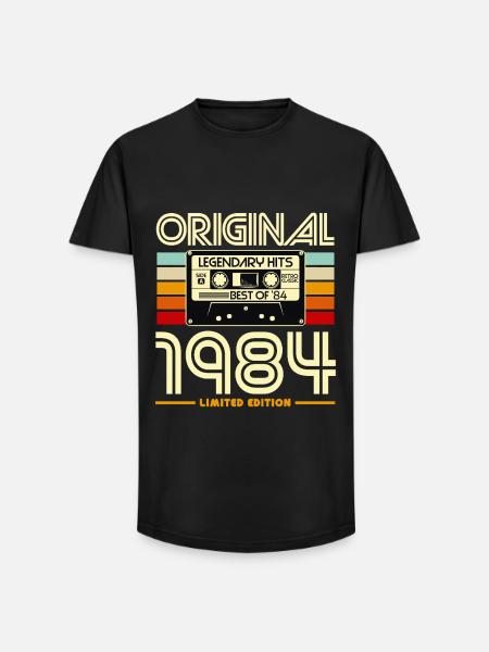 Original 1984 Retro Cassette - Long Fit Men's T-Shirt - black