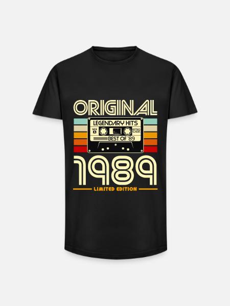 1989 Limited Edition Retro-Kassette - Long Fit Männer T-Shirt - Schwarz