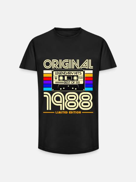 1988 Limited Edition Kassette - Long Fit Männer T-Shirt - Schwarz
