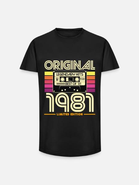 Original 1981: Retro Hits Kassette - Long Fit Männer T-Shirt - Schwarz