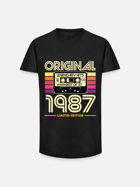 Original 1987 Cassette Retro - Long Fit Men's T-Shirt - black