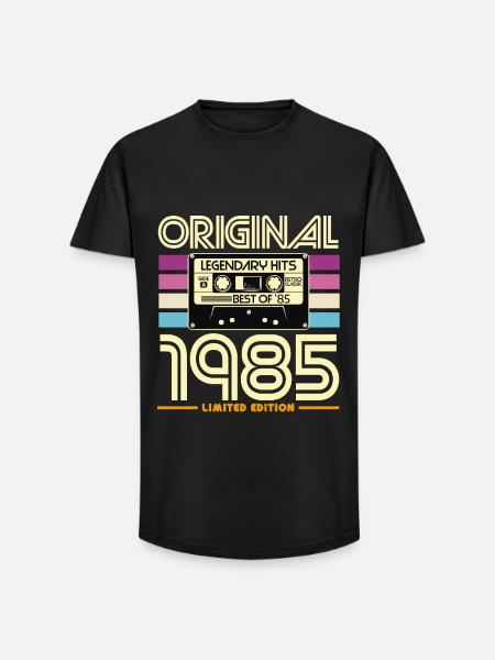 Original 1985 Cassette Retro Tee - Long Fit Men's T-Shirt - black