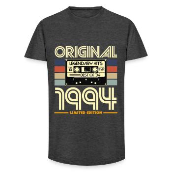 Original 1994 Legacy Cassette - Long Fit Men's T-Shirt - charcoal grey - Front - AI Model Male 185 light (185cm)
