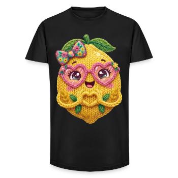 Lemon Heart Hands - Long Fit Men's T-Shirt - black - Front - AI Model Male 185 light (185cm)