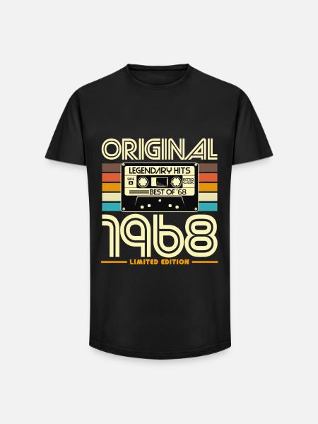 Original 1968 Cassette Retro - Long Fit Men's T-Shirt - black