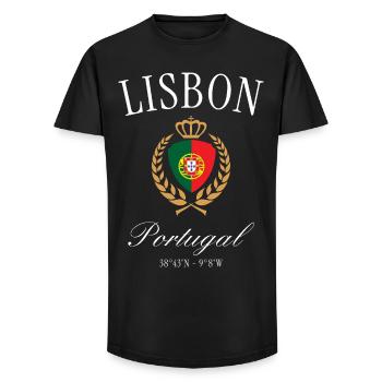 Lisbon Portugal Coat of Arms Crown – Travel Souvenir - Long Fit Men's T-Shirt - black - Front - AI Model Male 185 light (185cm)