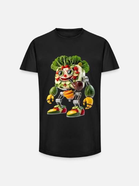 Vegetable Fruit Robot - Long Fit Men's T-Shirt - black
