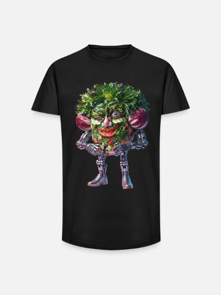 Veggie Robo Guardian - Long Fit Men's T-Shirt - black