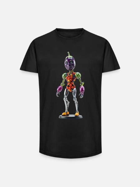 Humanoid Fruit and Vegetable Robot - Long Fit Men's T-Shirt - black