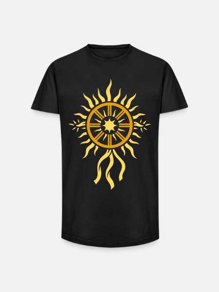 Sonnenrad Symbol - Mittsommer Feuerrad - Long Fit Männer T-Shirt - Schwarz