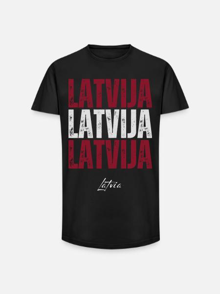 Drapeau de Lettonie, patriote letton - T-shirt coupe longue homme - noir
