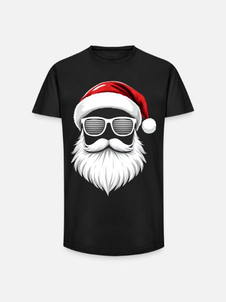 Weihnachtsmann Mit Sonnenbrille Santa Style - Long Fit Männer T-Shirt - Schwarz