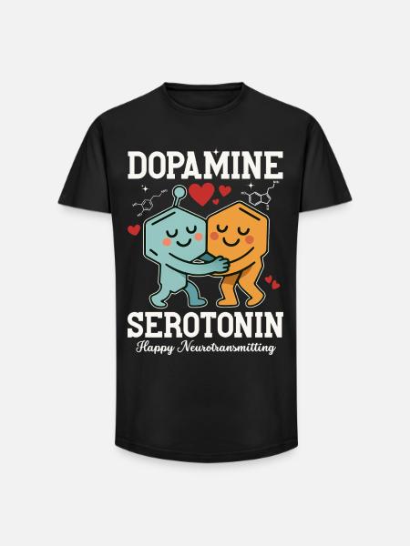 Dopamine Serotonin Hug Design - Long Fit Men's T-Shirt - black