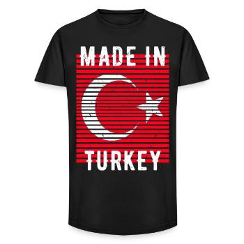 Made In Turkey Türkei Heimatland - Long Fit Männer T-Shirt - Schwarz - Vorne - AI Model Male 185 light (185cm)
